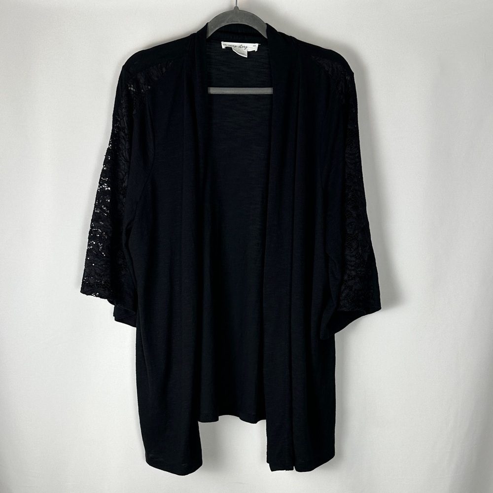 Penningtons Black Floral Lace Short Sleeve Lightweight Cardigan